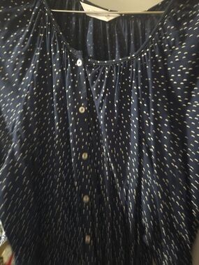 LC Lauren Conrad Navy Blue Polka Dot Button-Front Top